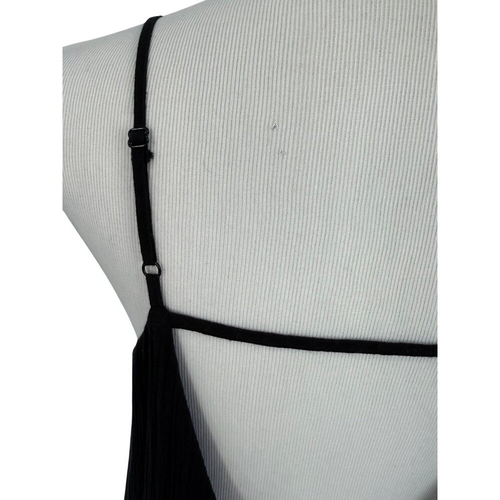 Tobi Black Lace Crochet Trim Gauzy Plunging Strappy Back Casual Boho Maxi Dress - Picture 12 of 16